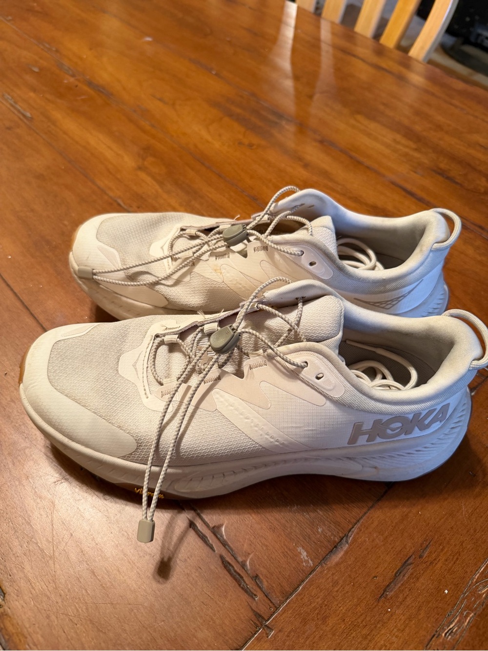 Hoka One One Off-White/Tan Lightweight Athletic Sneakers
